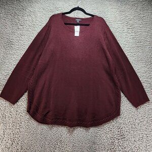 Lane Bryant Sweater Womens Plus 22/24 Burgundy Red 100% Acrylic Cable Knit *NWT*